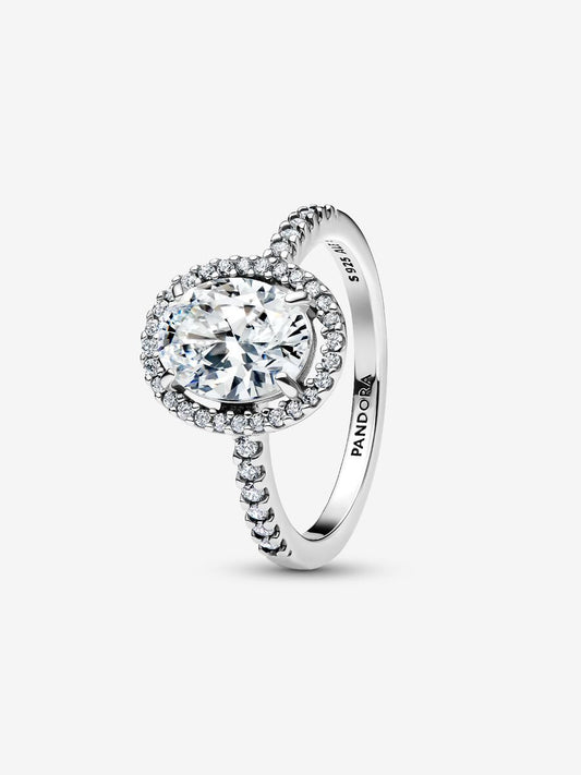 Anillo Pandora Halo Ovalado Brillante