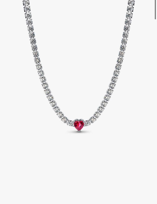 Choker Pandora Halo Corazón Rojo Brillante