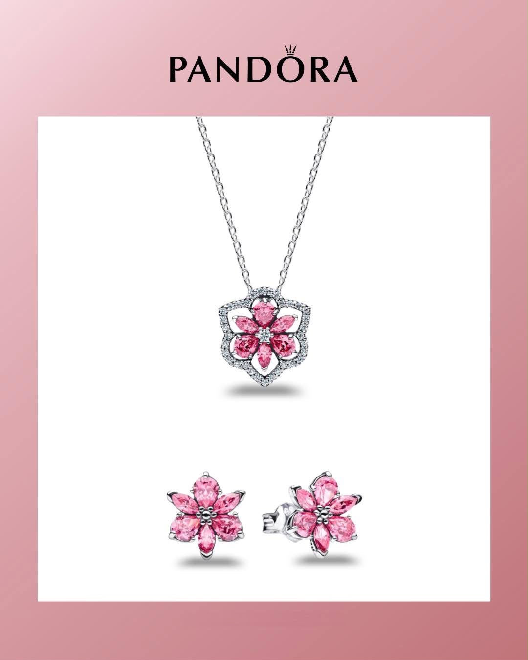 Set De Regalo Pandora Herbario Rosado Brillante