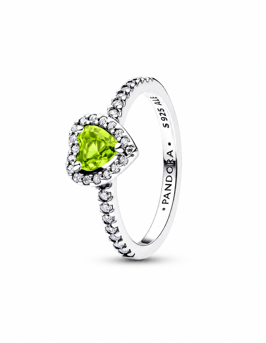 Anillo Pandora Corazón Verde Claro Brillante
