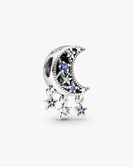Charm Pandora Luna Con Estrellas Brillantes