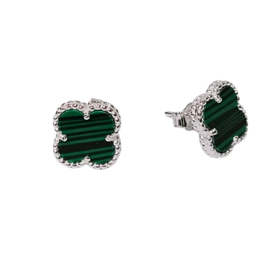 Aretes Van Cleef De 1 Trébol Verde En Plata