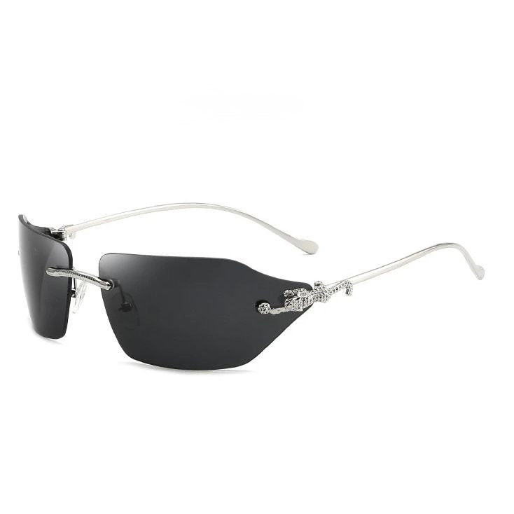 Lentes de sol estilo Cartier plateado con negro