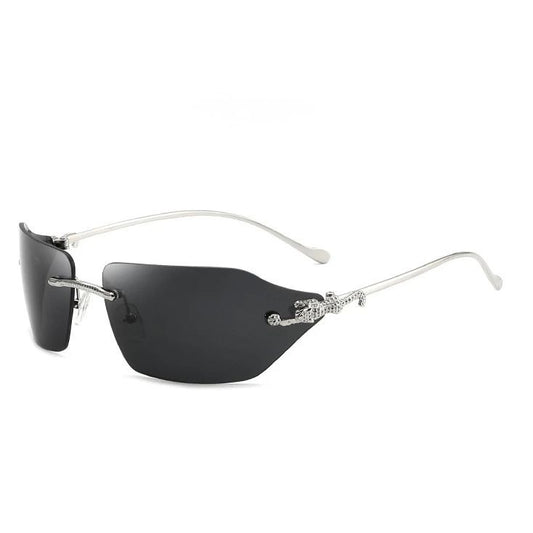 Lentes de sol estilo Cartier plateado con negro