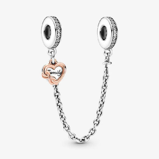 Charm Pandora de Seguridad Con Cadena y Corazón