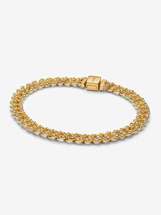 Pulsera Pandora Cadena Cubana en Pavé Dorada