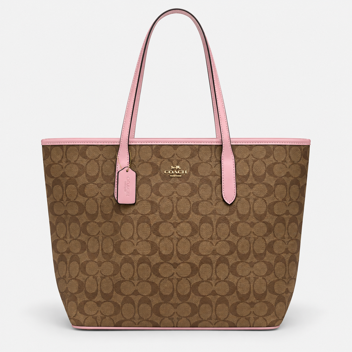 Cartera Coach Classic City Tote Bag L Rosa Y Marrón