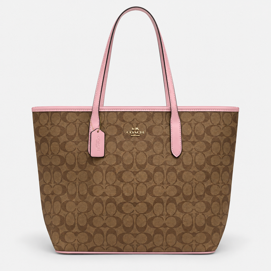 Cartera Coach Classic City Tote Bag L Rosa Y Marrón