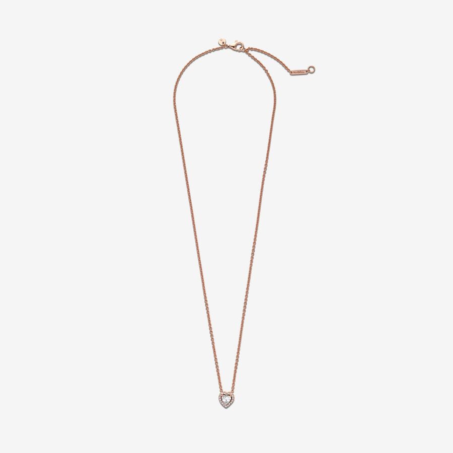 Collar Pandora Corazón Blanco En Rose Gold