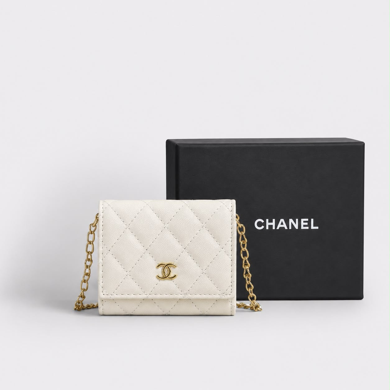 Mini Cartera Chanel Blanca Con Caja