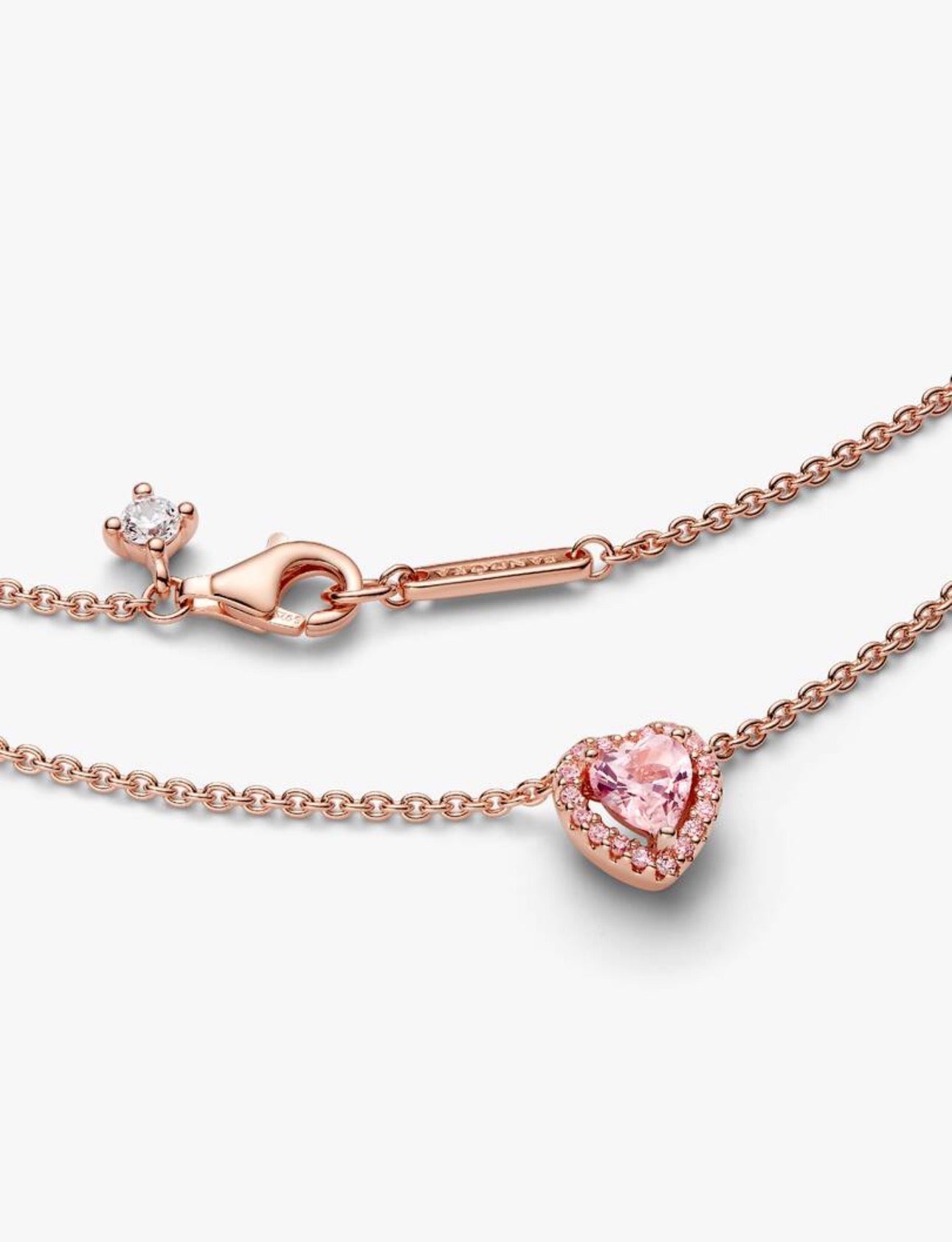 Collar Pandora Corazón Rosa En Rose Gold