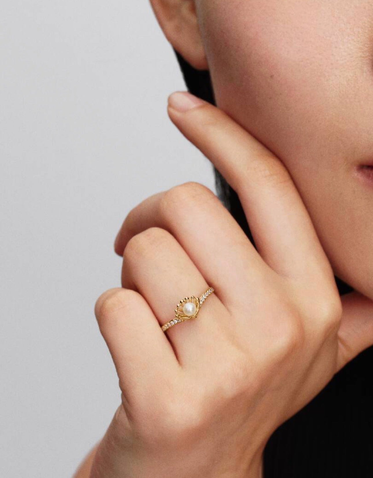 Anillo Pandora Princesa Perla Cultivada En Concha De Ariel de Disney Dorado