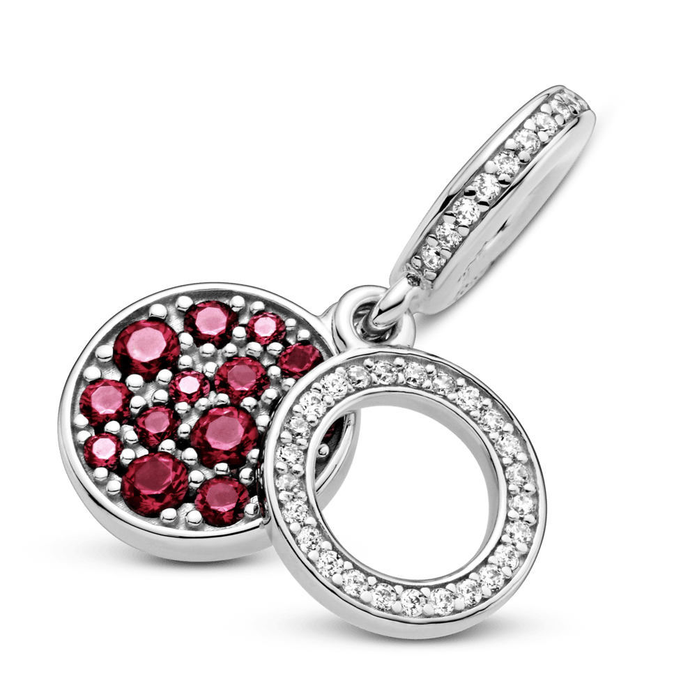 Charm Pandora Colgante Doble Disco Rojo Reluciente