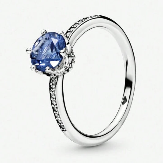 Anillo Pandora azul Solitario Corona Brillante