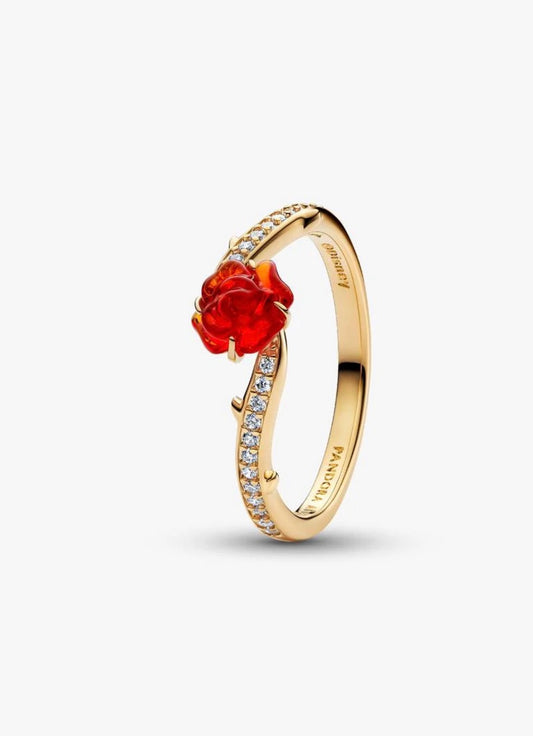 Anillo Pandora Rosa Encantada de La Bella y la Bestia de Disney