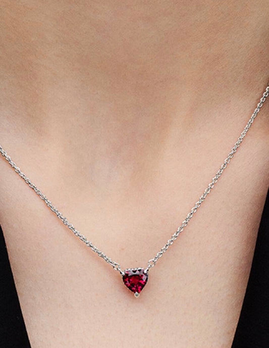 Collar Pandora collier con pendiente Halo de corazón rojo