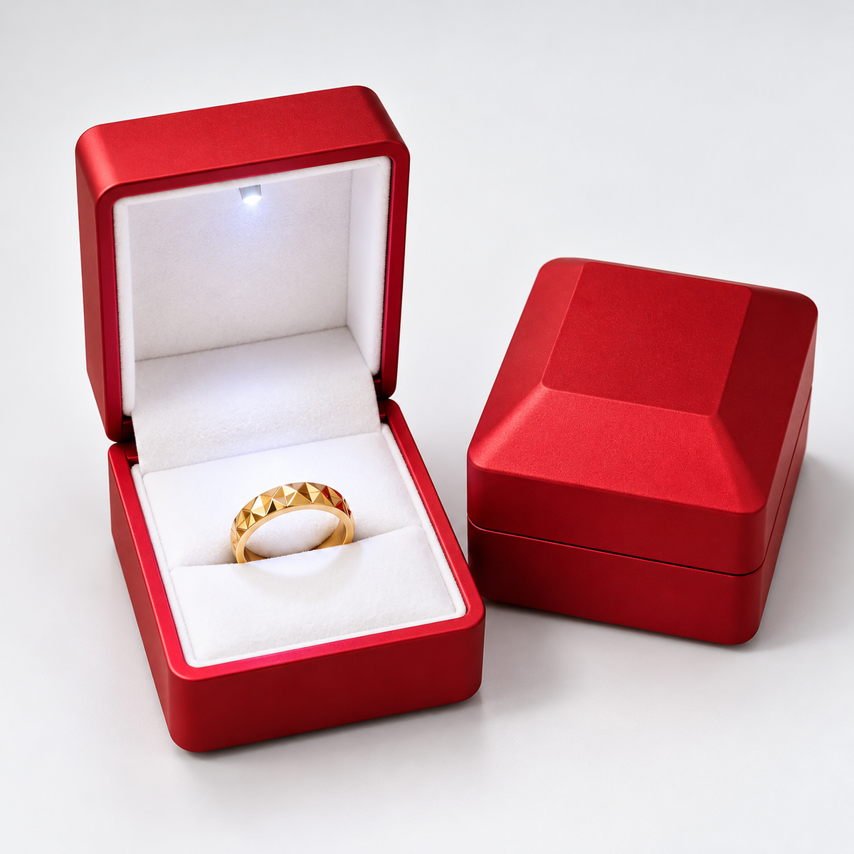 Caja Para Anillo Roja Con Luz