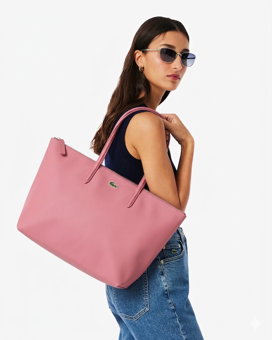 Cartera Lacoste tote grande L.12.12 Rosa