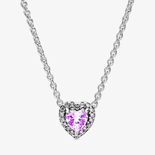 Collar Pandora Corazón Brillante Morado