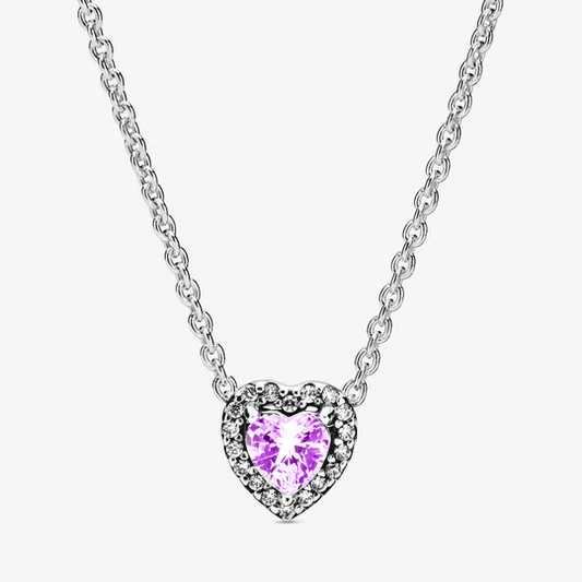 Collar Pandora Corazón Brillante Morado