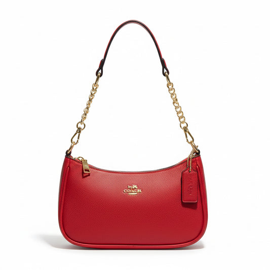 Cartera Coach Teri Roja Con Strap Largo