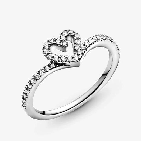 Anillo Corazón Grumoso Plateado