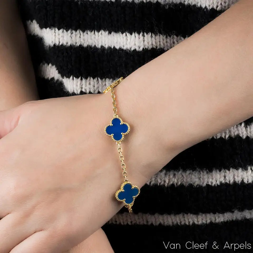 Pulsera Van Cleef Vintage Alhambra Azul Marino