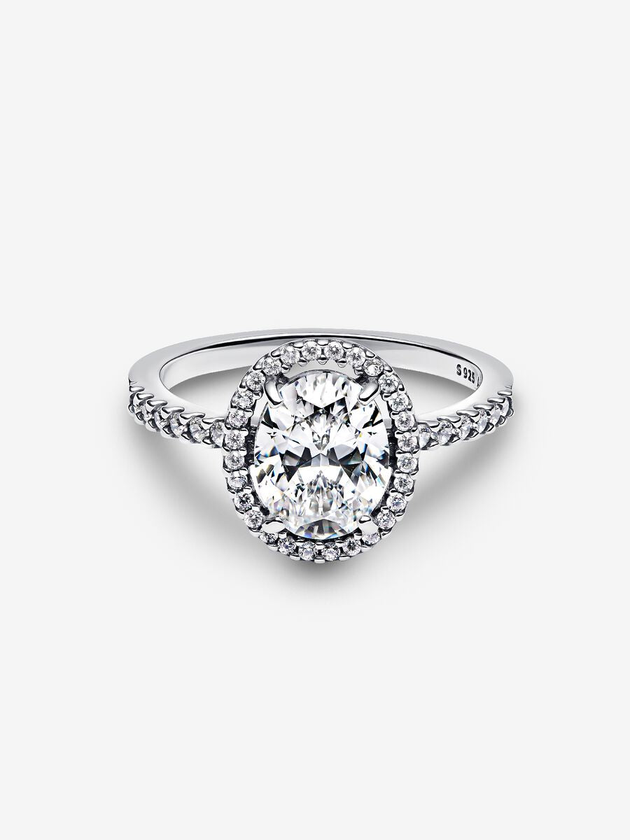 Anillo Pandora Halo Ovalado Brillante