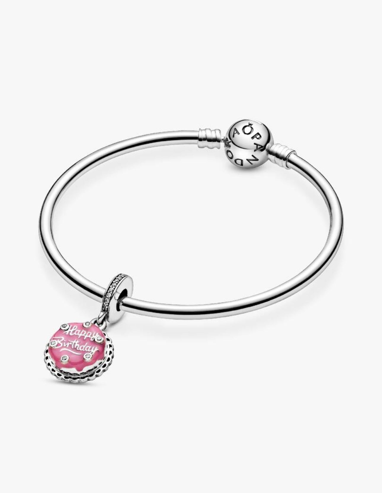 Charm Pandora colgante Pastel de cumpleaños rosa