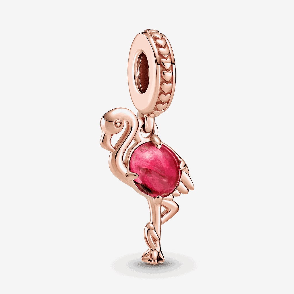 Charm Pandora Colgante Cristal de Murano Flamenco Rosa