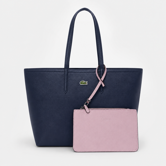 Cartera Lacoste Grande Con Bolsa De Mano De 2 Colores Azul Y Morado