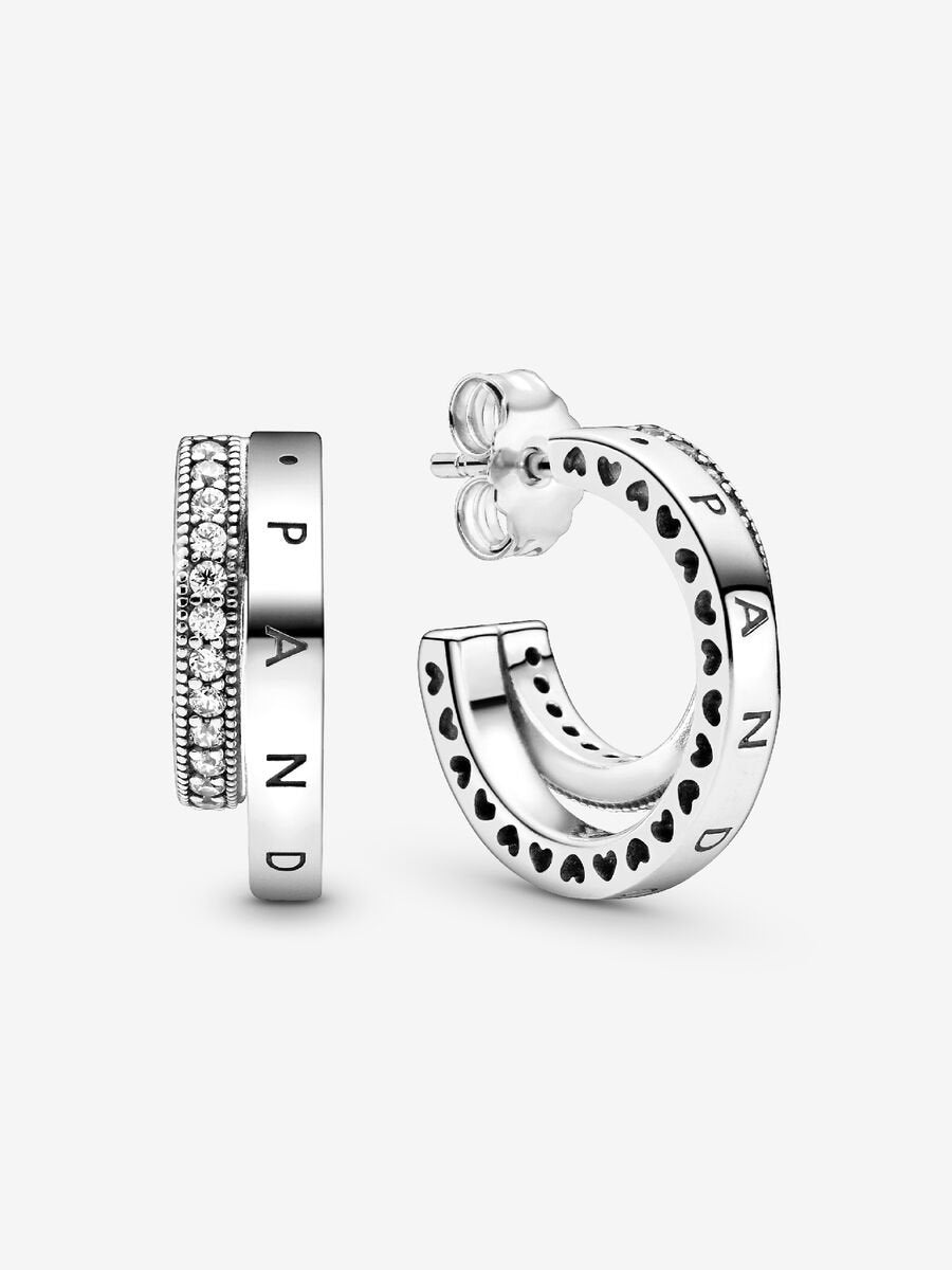 Aretes Pandora de doble aro con pavé