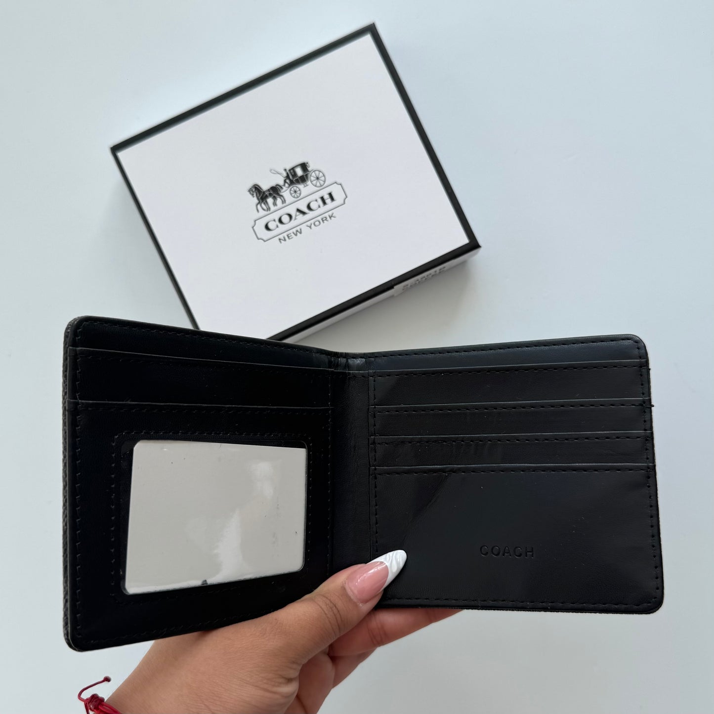 Billetera Para Caballero + Caja De Regalo Coach Negra