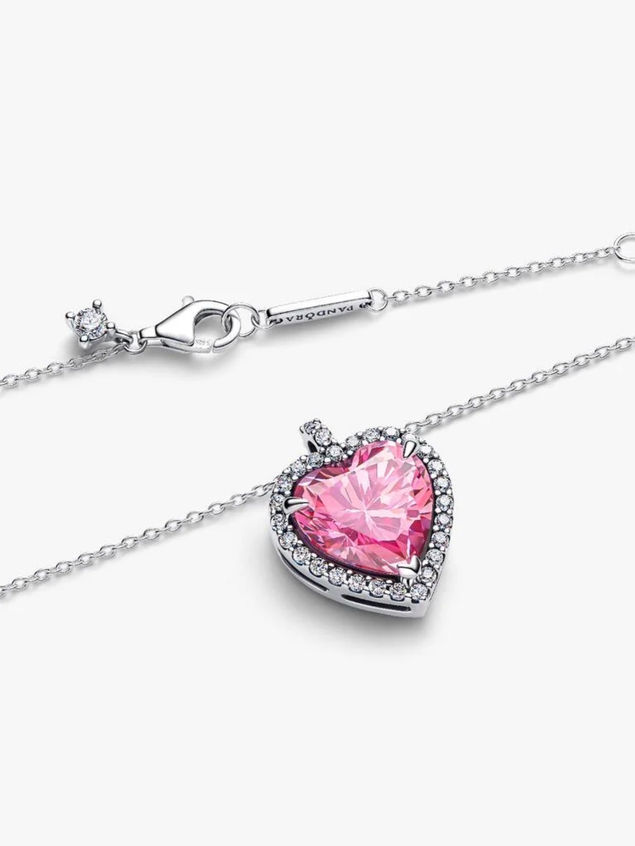 Collar Pandora Halo Corazón Rosa Grande