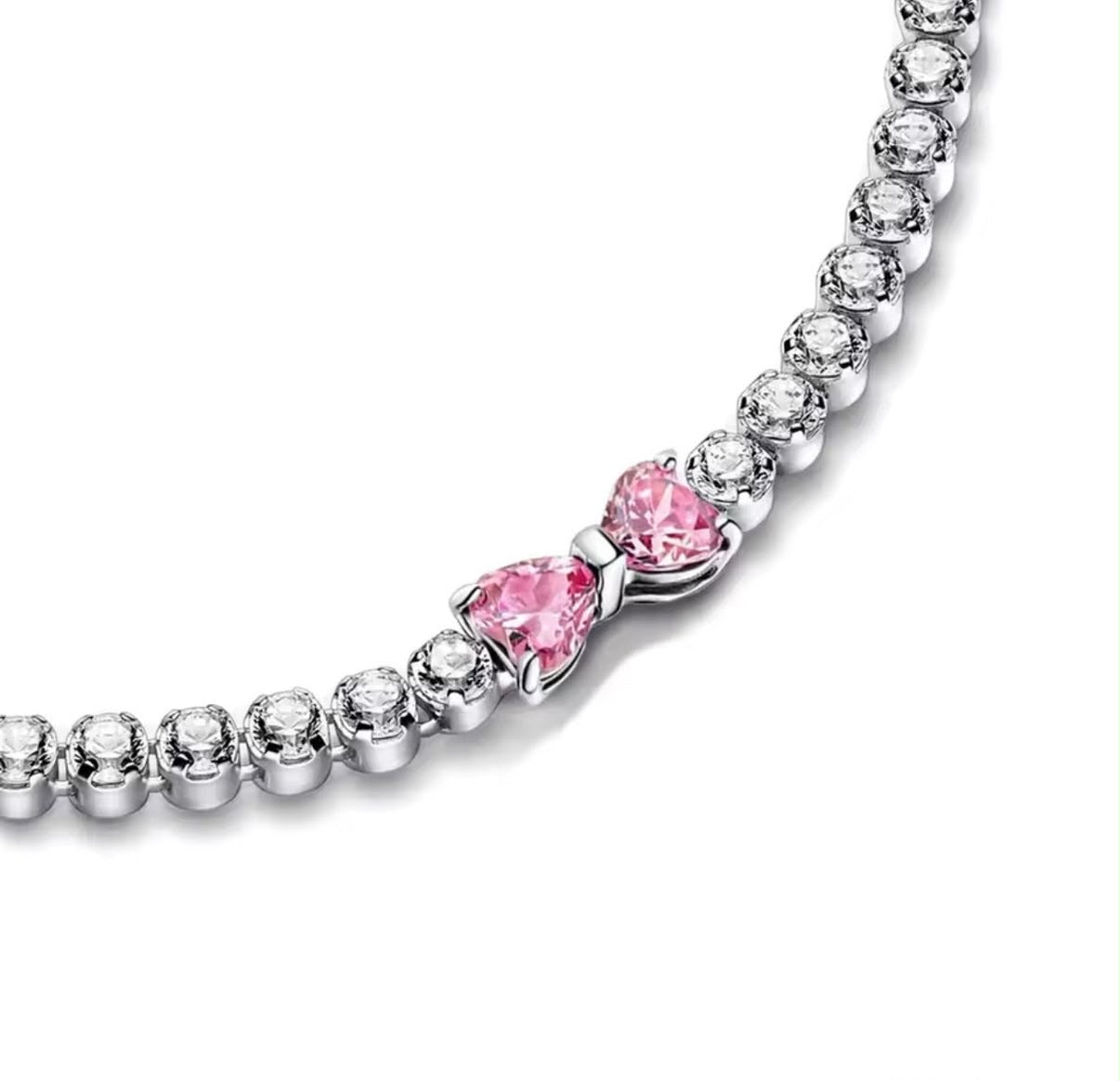 Brazalete Pandora De Tenis Moño Brillante Rosa