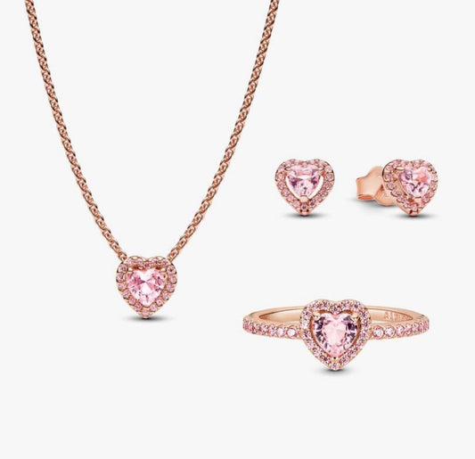 Set de Regalo Pandora Corazón Rosado En Rose Gold