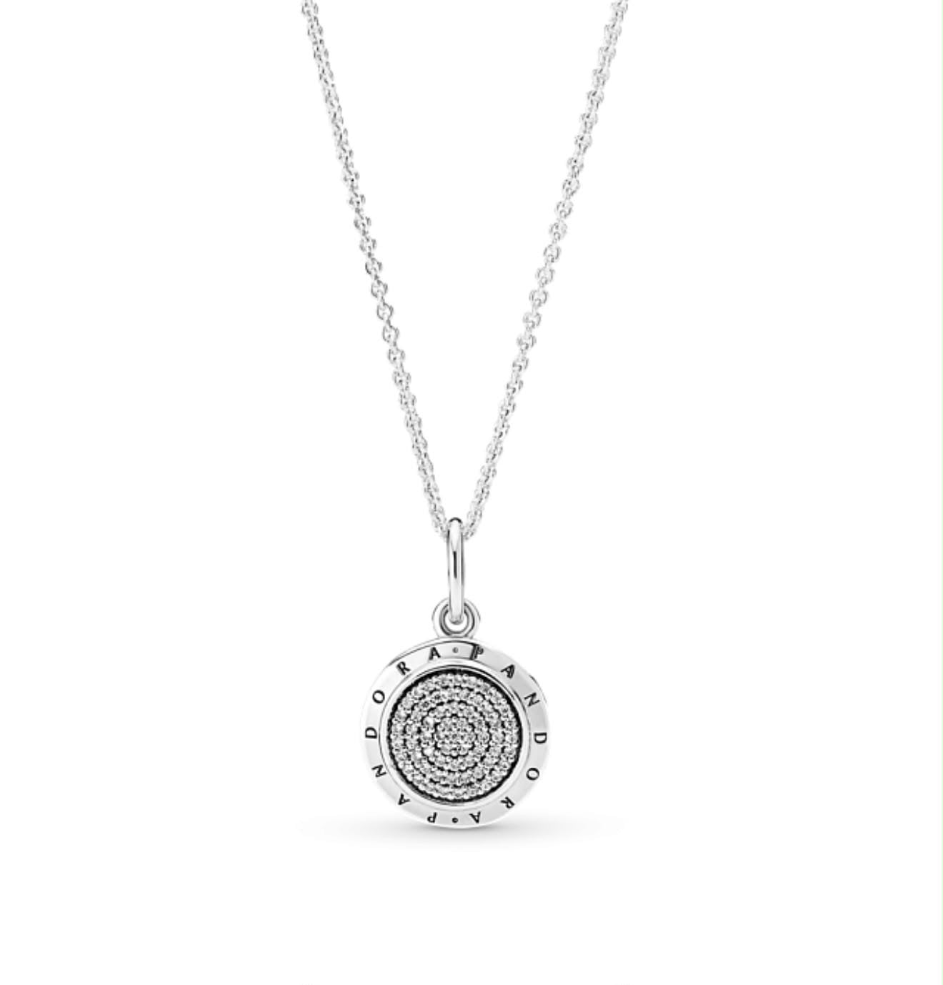 Collar Pandora Círculo Grande Con Circonias Y Logo