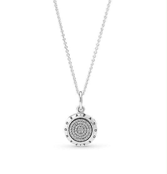 Collar Pandora Círculo Grande Con Circonias Y Logo