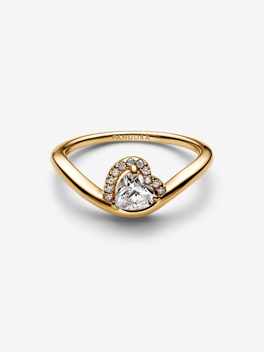 Anillo Pandora Corazón Ondulado Dorado