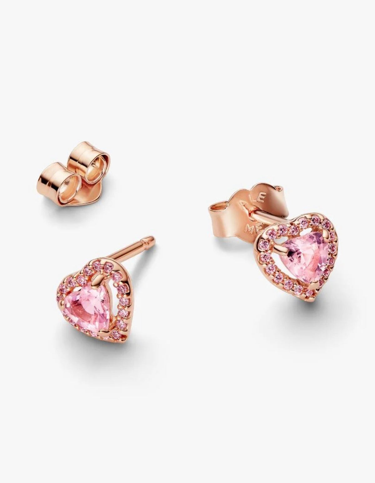 Aretes Pandora Corazón Elevado Rosa En Rose Gold
