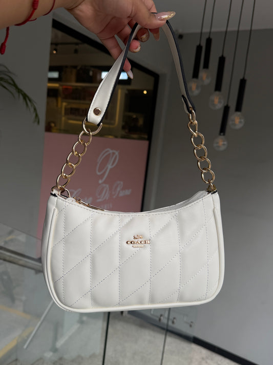 Cartera Coach Teri De Hombro Acolchonada Blanca