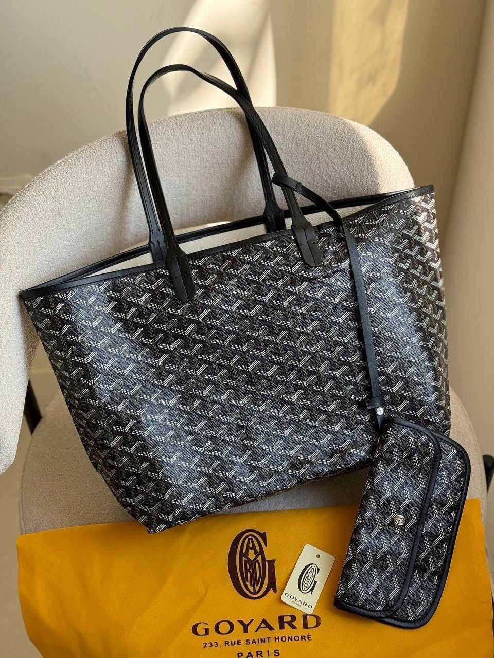 Cartera Goyard Mediana Negra Con Bolsa De Mano