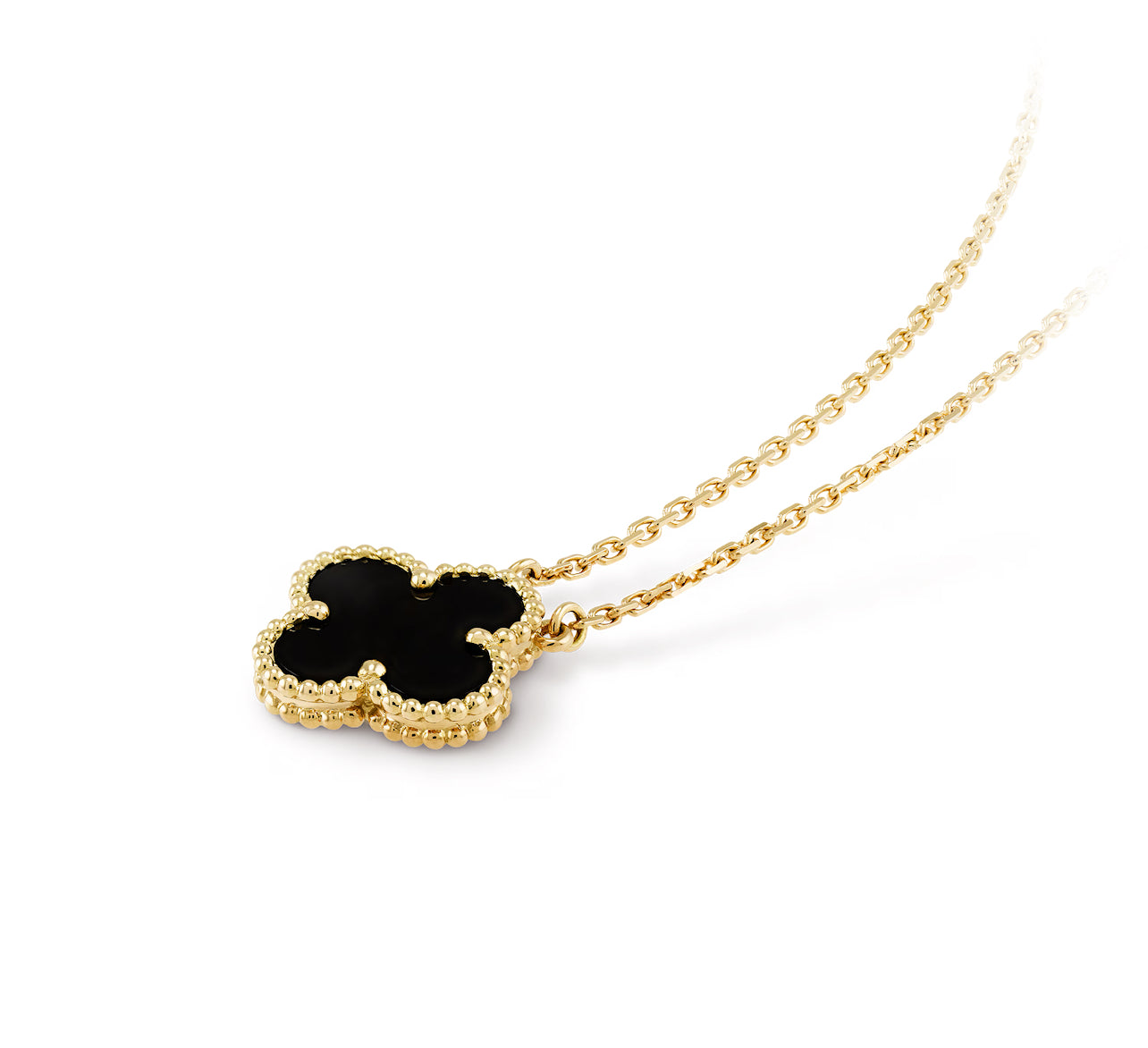 Collar Van Cleef Vintage Alhambra Negro y Dorado Un Trébol