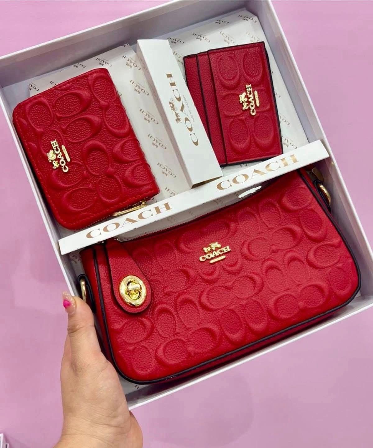 Set De Cartera Coach 3 Piezas en Rojo