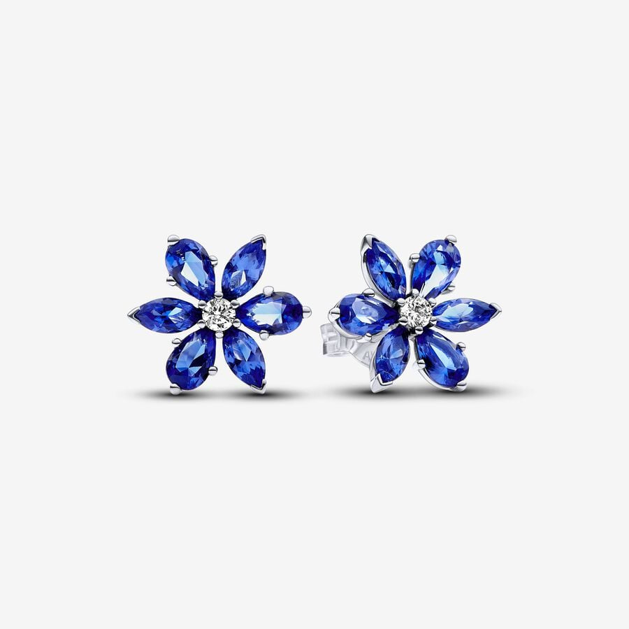 Aretes de Botón Herbario Azul Brillante