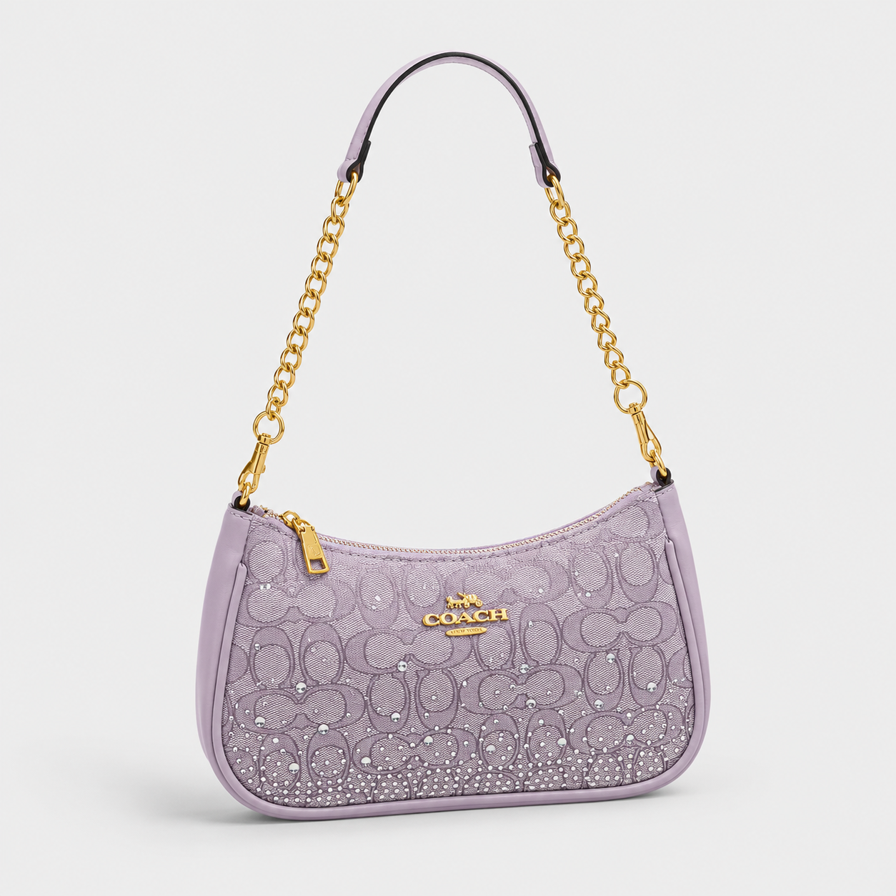 Cartera Coach Teri De Hombro Con Brillos Morada
