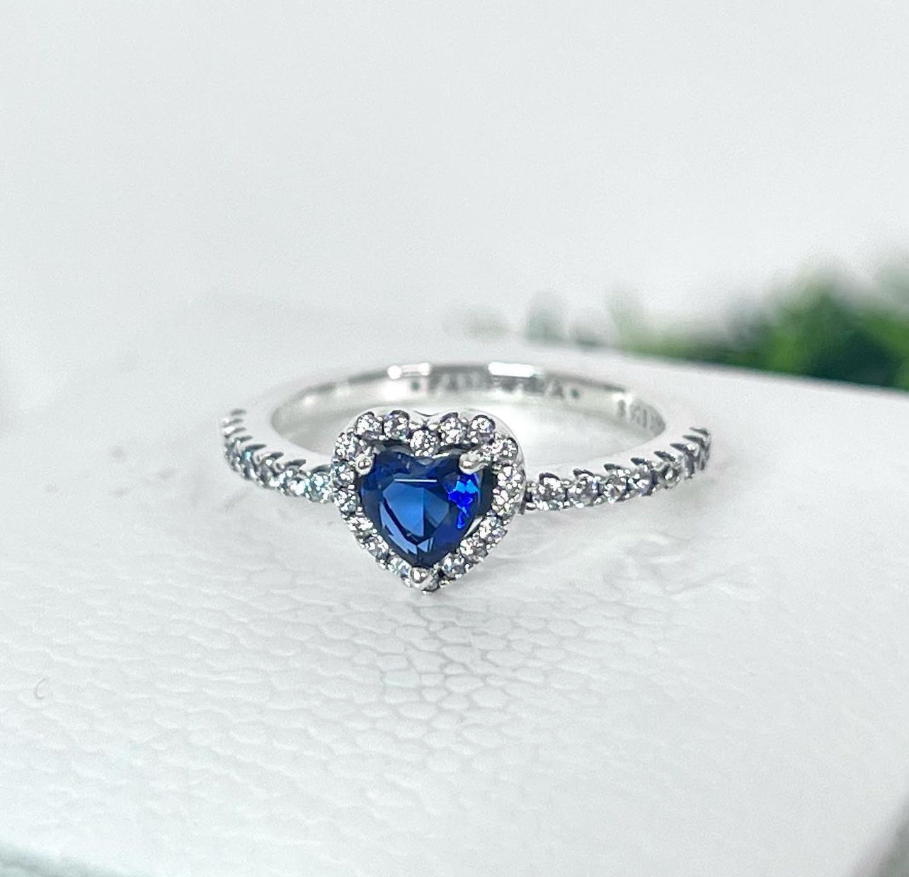 Anillo Pandora Corazón Azul Plata