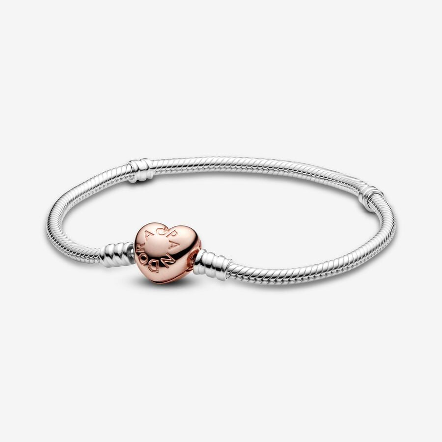 Pulsera Pandora Moments Con Cierre De Corazón En Rose Gold