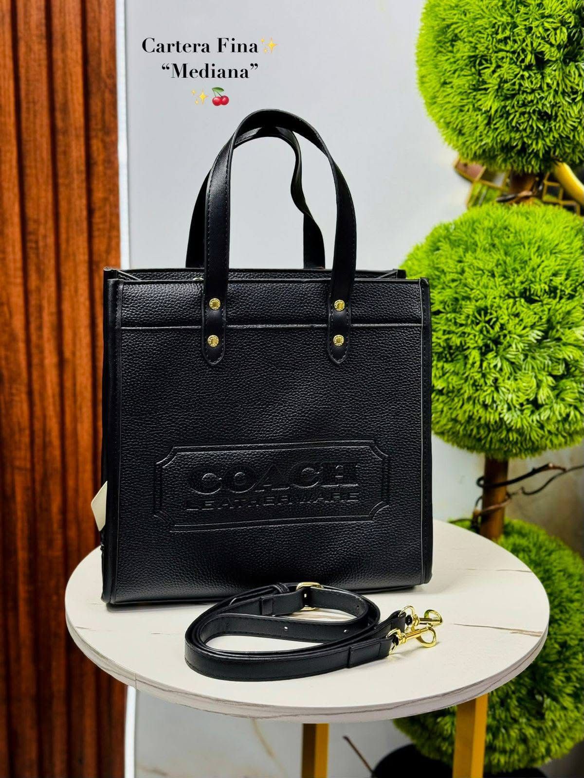 Cartera Tote Coach Field 30 en negro