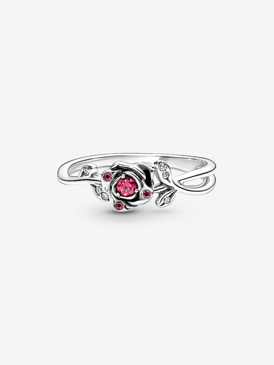 Anillo Rosa de la Bella y la Bestia de Disney Plata de primera ley